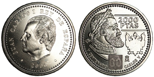 stříbrná mince, rub a líc